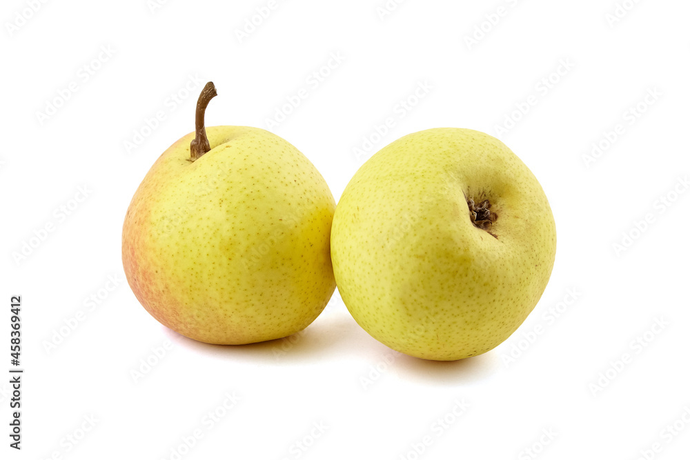 Ripe pear fruits isolated on white background Ripe pear fruits isolated on white background