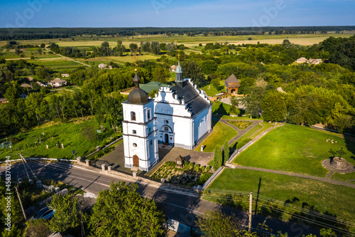 Old Elias church in Subotiv, Cherkasy region. Aerial view