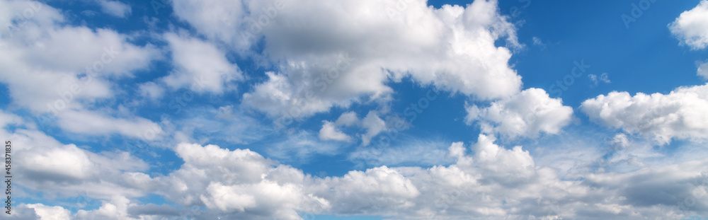 Beautiful blue sky with clouds at sunny bright day in summer. Landscape with colorful cloudy sky. Nature background. Concept Beautiful blue sky with clouds at sunny bright day in summer. Landscape with colorful cloudy sky. Nature background. Concept