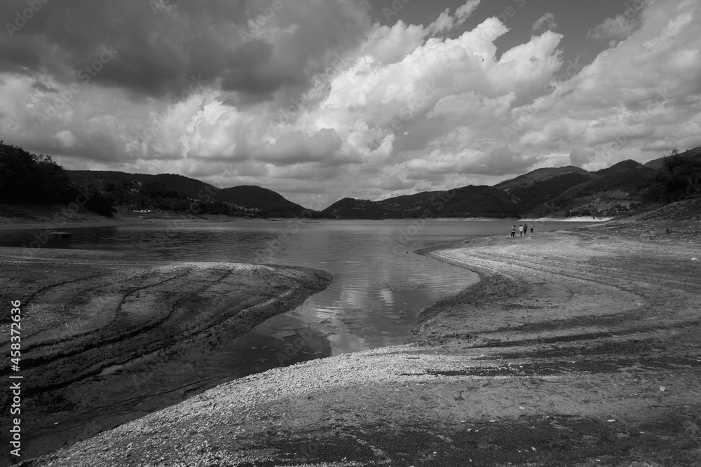 Panoramic view of Lake Turano in central Italy