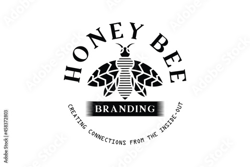 vintage honey bee logo template illustration vector icon download