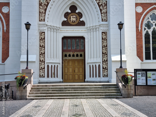 Entrance of Sofiakyrkan (Sofia church) in Jonkoping town, Sweden photo