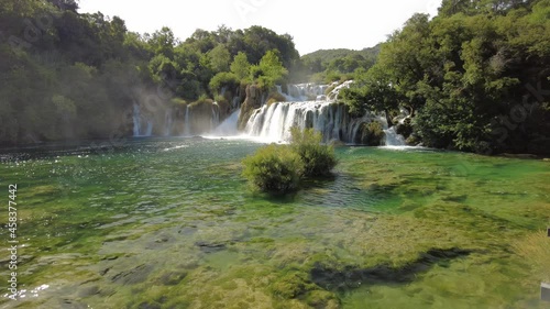 Skradinski Buk waterfall of Krka National Park of Croatia in Sibenik-Knin County and central Dalmatia. Panoramic view. photo