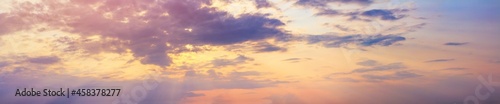 Beautiful view of the sky during sunset, panorama. Horizontal banner with free copy space for text