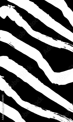 Vector background from diagonal brush strokes. Zebra. Wallpaper. Minimalism. China. Japan. Asian style. Hand drawing. Abstraction. White on black background