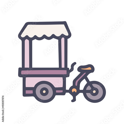 tricycle food cart color vector doodle simple icon