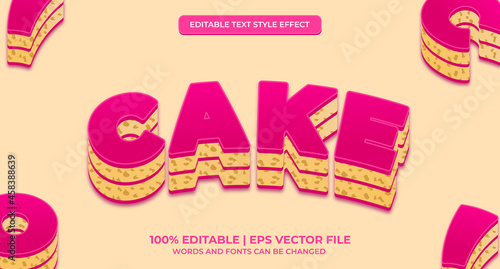 Cake dessert editable text effect for food and beverage desert pastry logo. Vector illustration