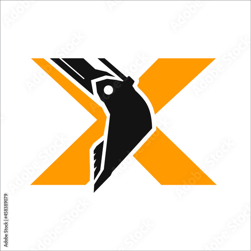 excavator in letter X