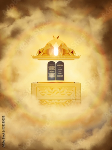 Canvas Print Ark of the Covenant opened, showing the Ten Commandments