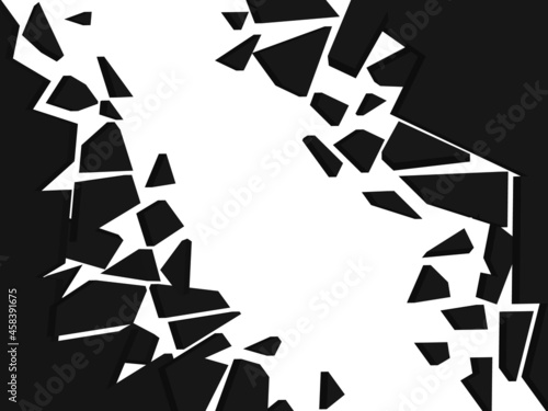 Wall explosion fragment. Abstract explosion background. Black and white vector illustration.