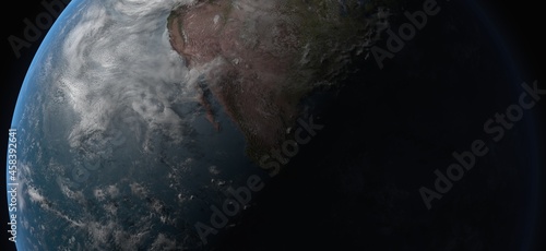Φωτογραφία Earth Planet and Moon, Picture of Blue planet and Sun - 3d representation