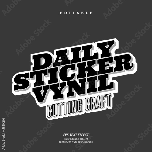 Decal Sticker Vynil Printing Black text effect editable premium vector