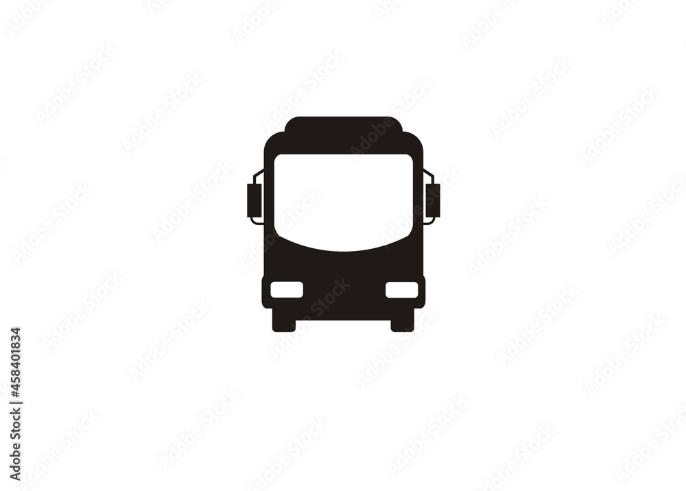 Bus front view. Simple illustration in black and white. Bus front view. Simple illustration in black and white.