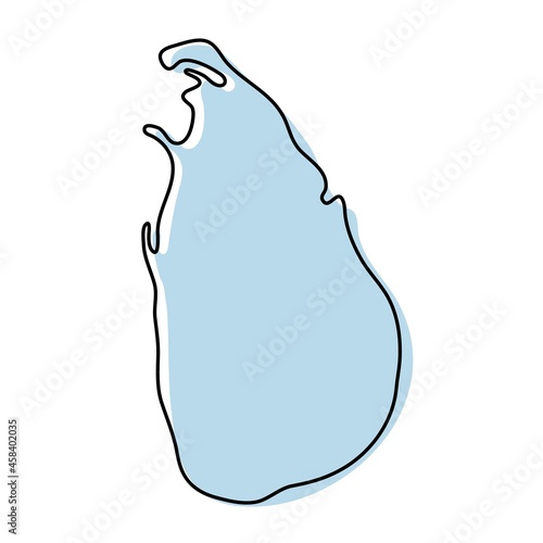 Stylized simple outline map of Sri Lanka icon. Blue sketch map of Sri Lanka vector illustration