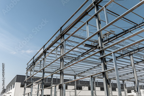 steel structure workshop with sunny sky
