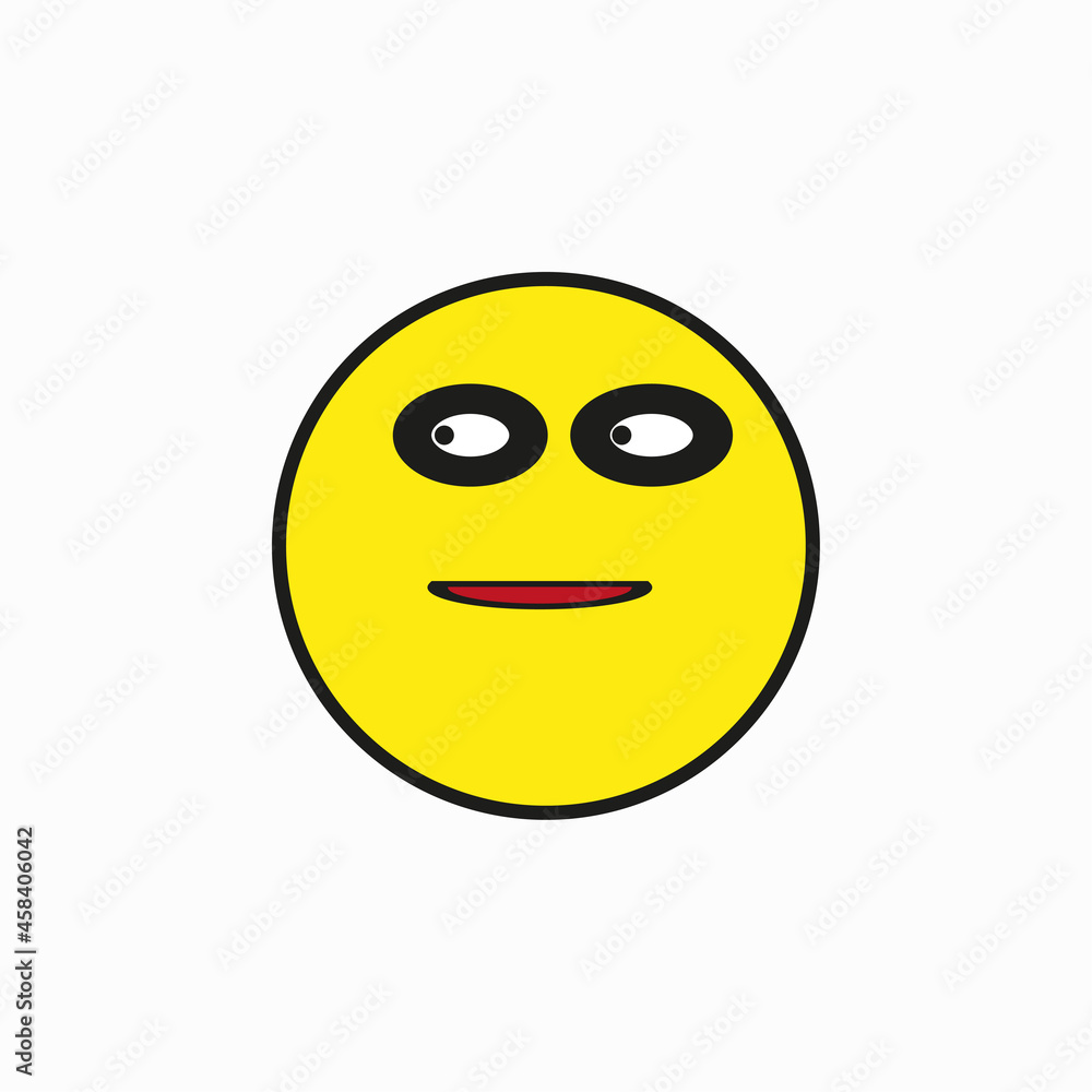 Fototapeta premium Suspicious smiley icon. Face symbol. Communication background. Simple flat design. Vector illustration. Stock image.