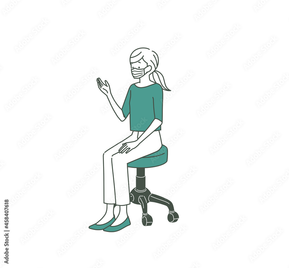 マスクをして話している女性-2色 マスクをして話している女性-2色