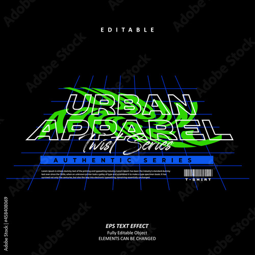 Urban apparel twist series authentic text effect editable premium vector
