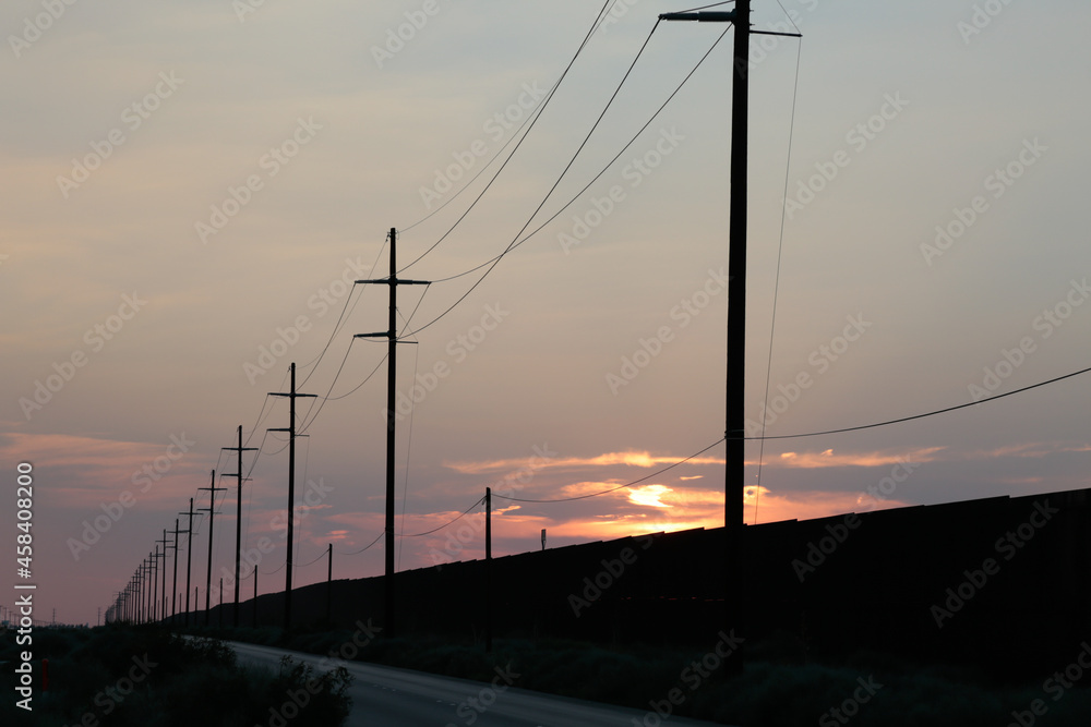 Landscape of a sunset in Ciudad Juarez Chihuahua Border with El Paso Texas United States