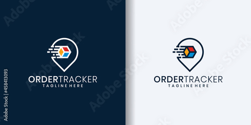 Abstract box with pin location logo design