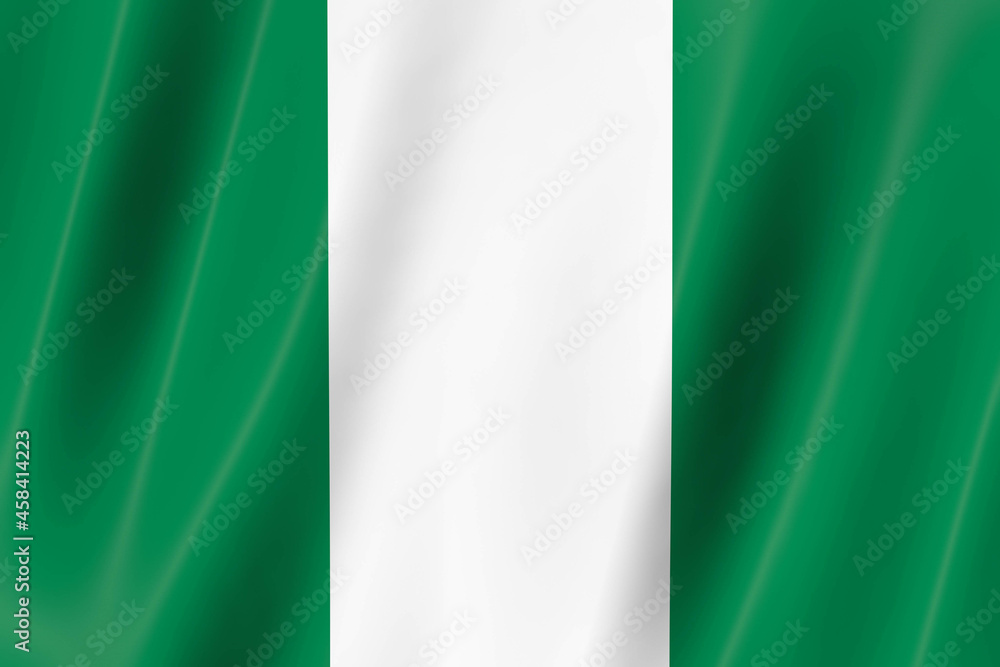 Nigeria flag of silk-3D panoramic illustration Nigeria flag of silk-3D panoramic illustration