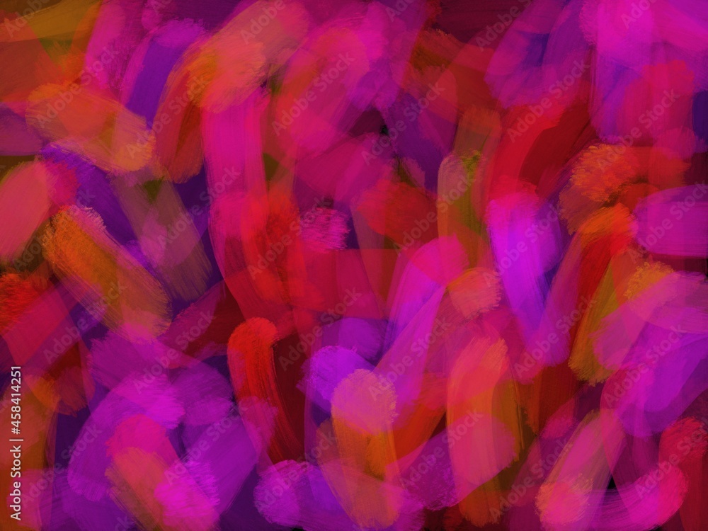 黒背景にピンクとオレンジのネオンカラーブラシで描いた抽象的背景イラスト