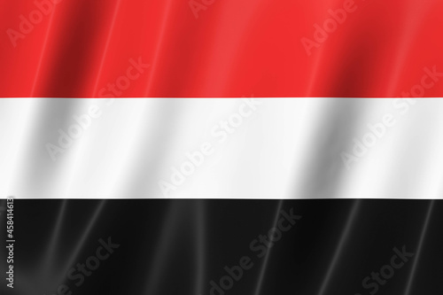 Yemen flag of silk-3D panoramic  illustration