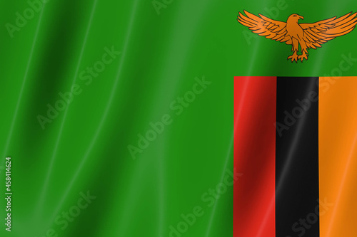 Zambia flag of silk-3D panoramic  illustration