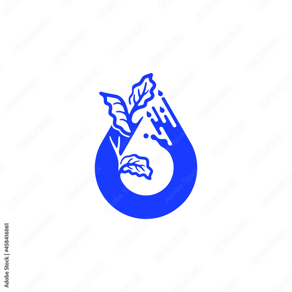 Environmental logo with leaf and rain water Environmental logo with leaf and rain water