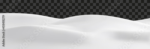Realistic vector snow hills landscape. Winter snowdrift background.