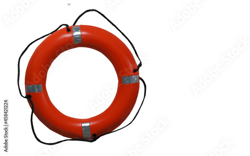Orange colored plastic buoy for safety at sea, every sailing ship must have this safety equipment for the safety of passengers in the event of an accident