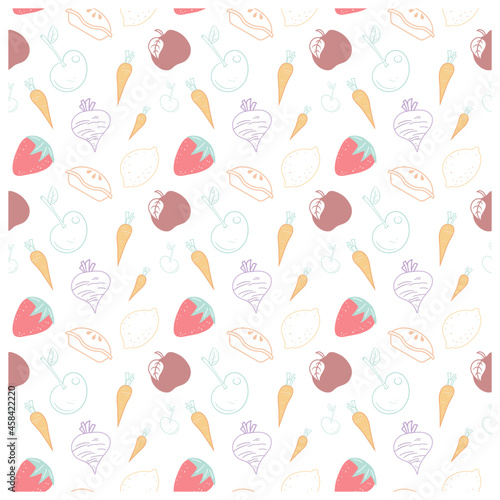 seamless pattern with sweets and fruits