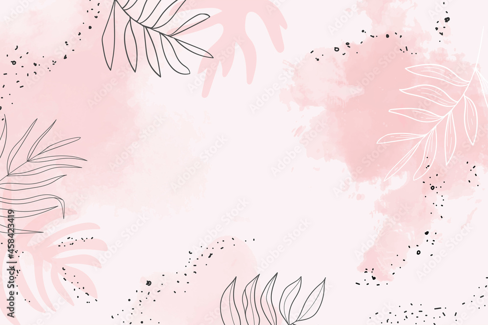 Obraz premium Pink leafy watercolor background vector