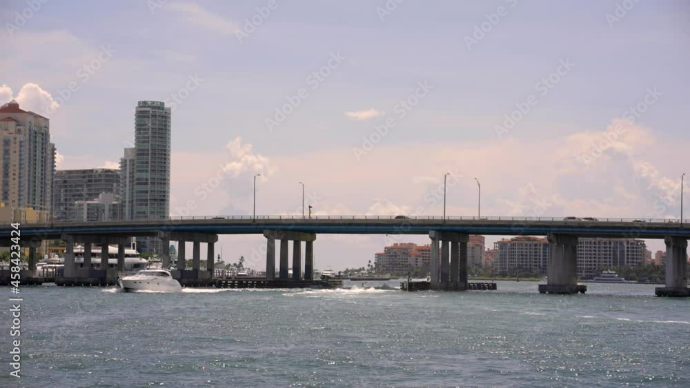 Boat pov Macarthur Causeway Miami Beach FL 4k Boat pov Macarthur Causeway Miami Beach FL 4k