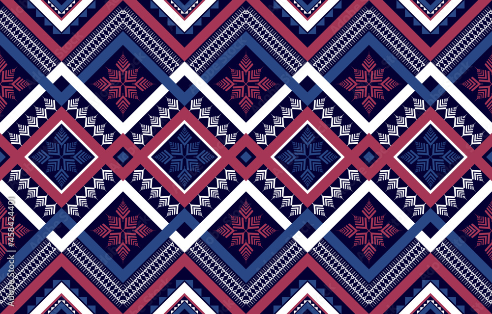Geometric ethnic seamless pattern tribal traditional. Flower decoration. Design for background, illustration, wallpaper, fabric, texture, batik, carpet, clothing, embroidery