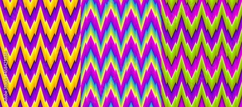 Set of colorful wrapping paper. Motion illusion. Seamless pattern.