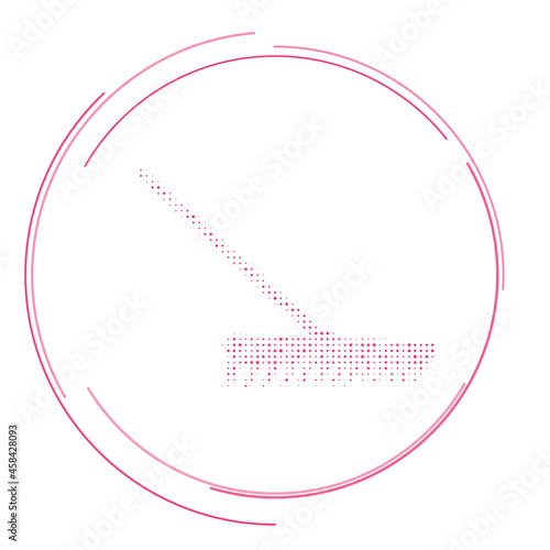 The rake symbol filled with pink dots. Pointillism style. Vector illustration on white background