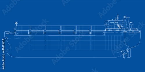Cargo ship with containers. Vector