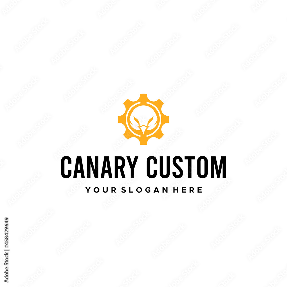 minimalist CANNARY CUSTOM gear bird logo design