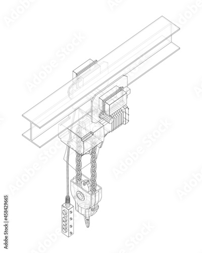Winch or lifting machine concept outline. Vector
