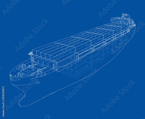 Cargo ship with containers. Vector