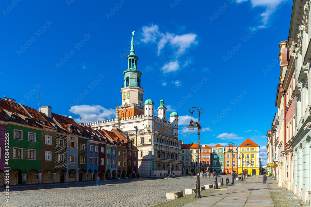 Obraz premium Image of Poznan city historical streets and old market square in Poland