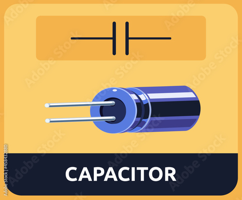 Vector illustration of Capacitor. Basic electronic symbol