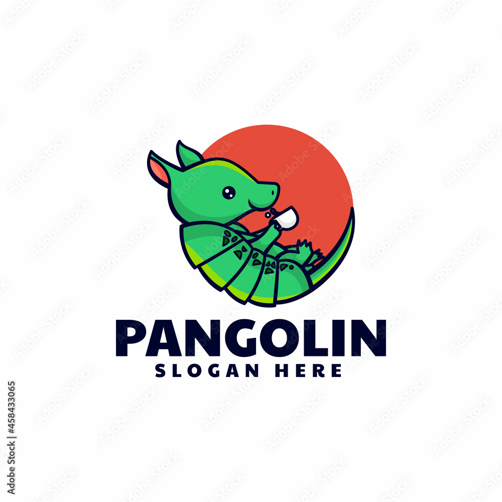Vector Logo Illustration Pangolin Simple Mascot Style. Vector Logo Illustration Pangolin Simple Mascot Style.