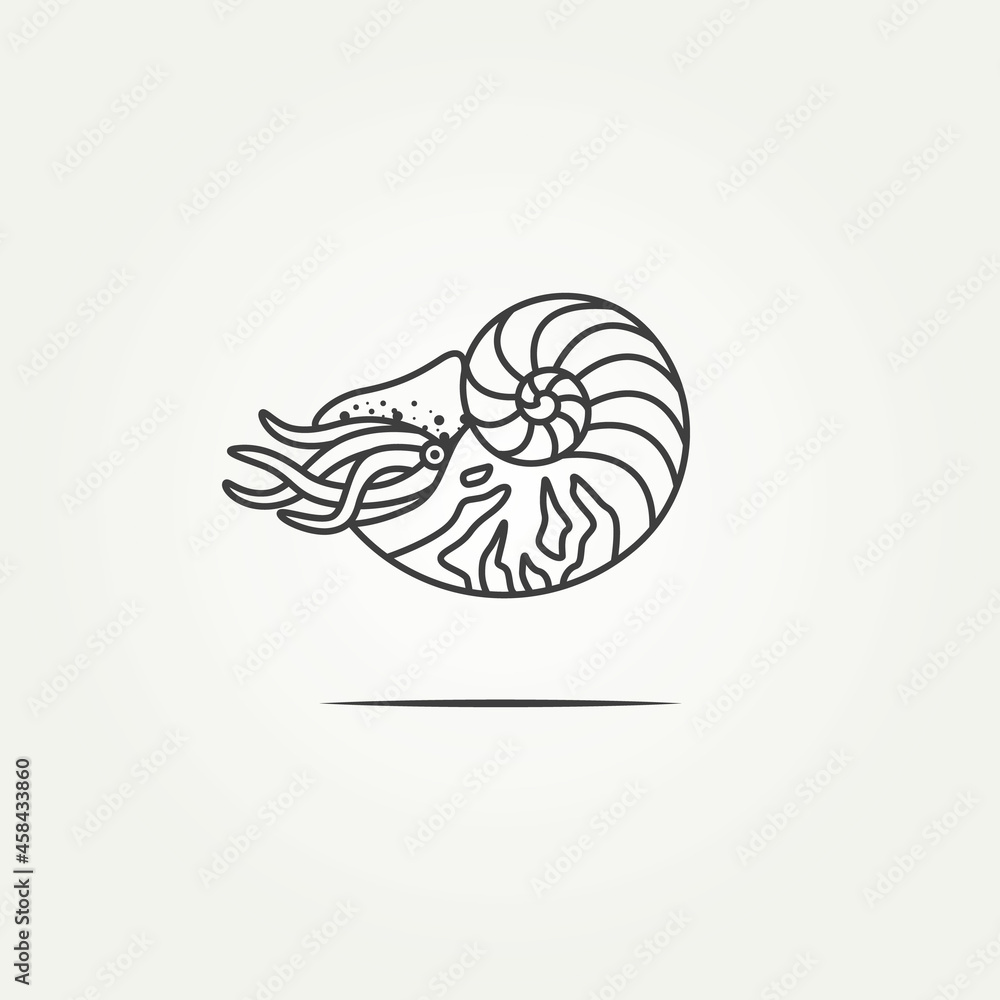 isolated nautilus ocean shell minimalist line art logo icon template vector illustration design. simple modern seashell, marine, animal logo concept isolated nautilus ocean shell minimalist line art logo icon template vector illustration design. simple modern seashell, marine, animal logo concept