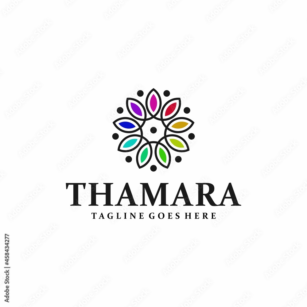 Yoga Logo Design with Flower Lotus Ornament Symbol Yoga Logo Design with Flower Lotus Ornament Symbol