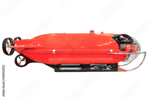 Unmanned submarine vehicle isolated on white background with clipping path