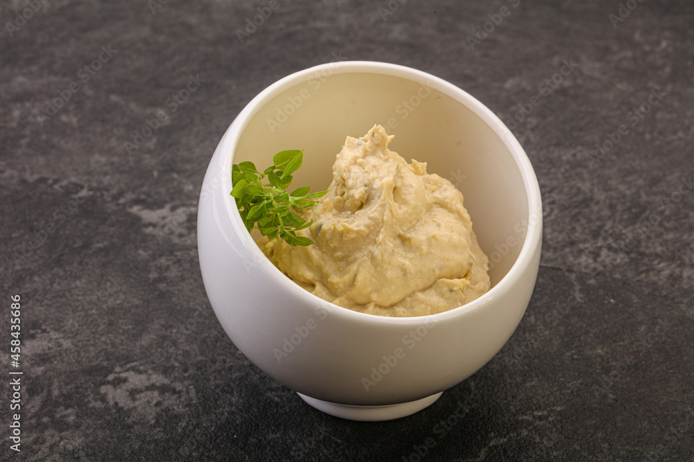 Vegan food - hummus with olive oil Vegan food - hummus with olive oil
