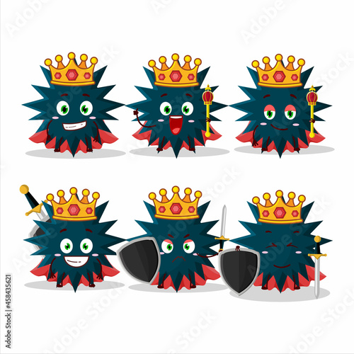 A Charismatic King biohazard virus cartoon character wearing a gold crown
