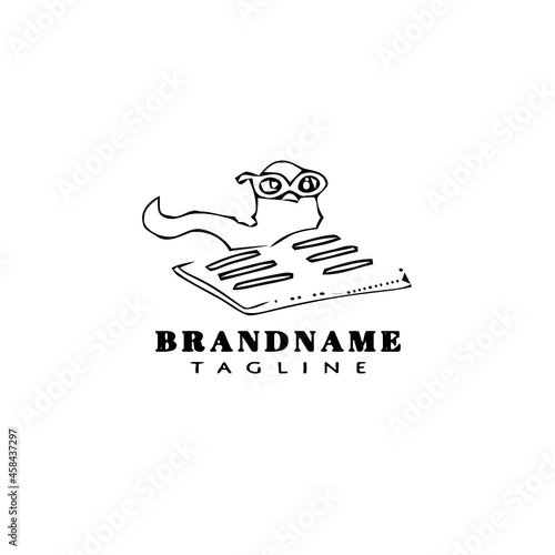 bookworm logo cartoon icon template black isolated vector illustration